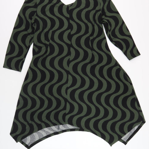 Roman Women's Green A-Line Geometric Dress 10