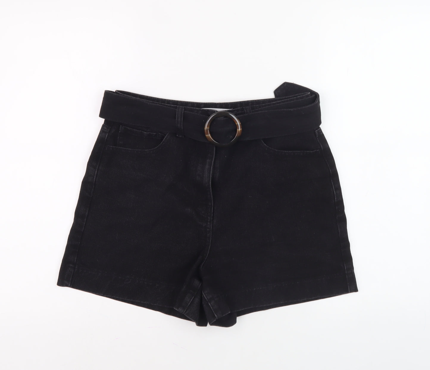 Next Women's High Waist Black Shorts, Size 10, Belted