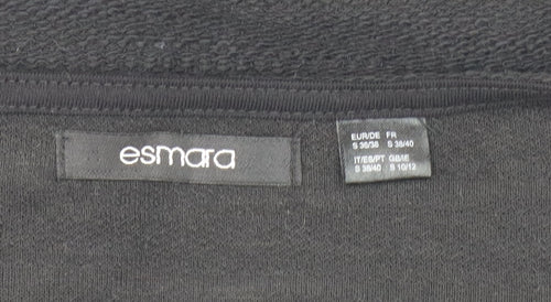 Esmara Women's Black 3/4 Sleeve Top, Size S, Zip Accents