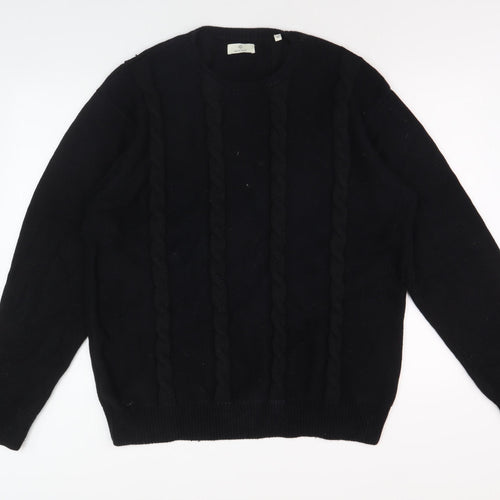 GANT Men's Black 2XL Cable-Knit Pullover Jumper
