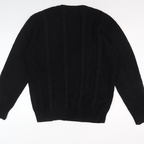 GANT Men's Black 2XL Cable-Knit Pullover Jumper
