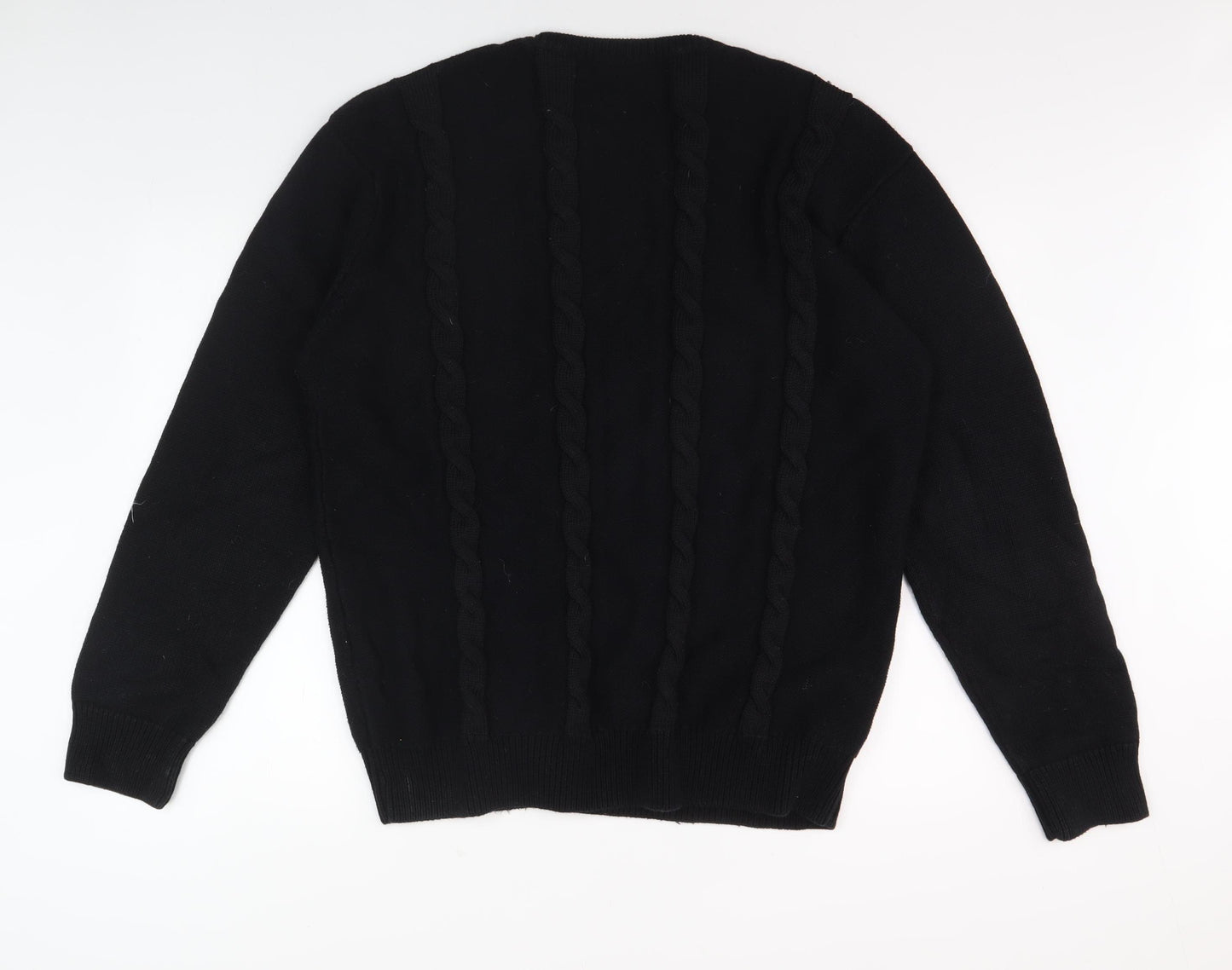 GANT Men's Black 2XL Cable-Knit Pullover Jumper