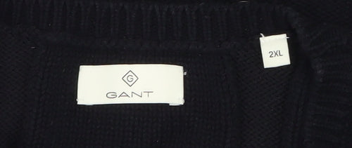 GANT Men's Black 2XL Cable-Knit Pullover Jumper