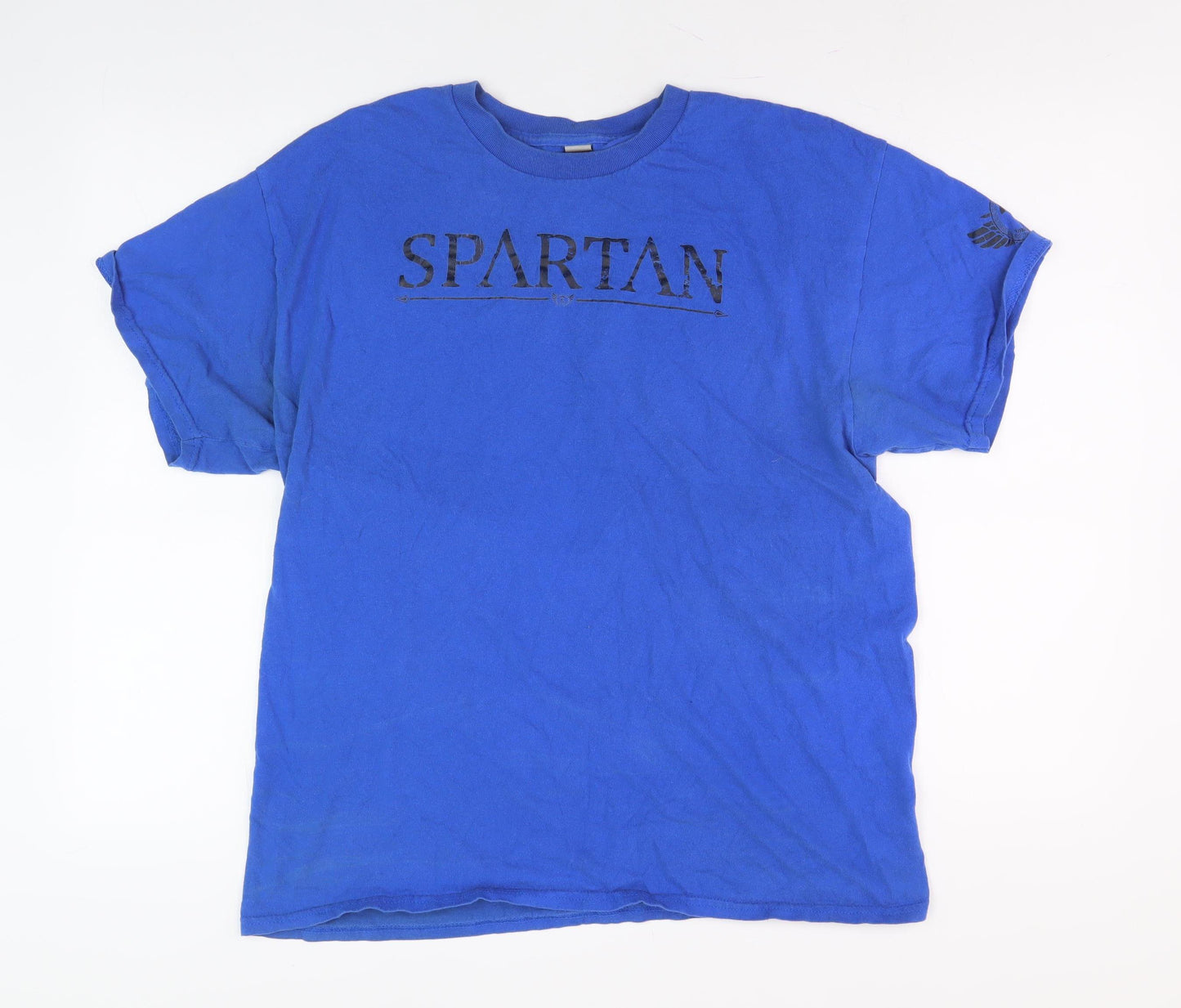 Spartan Men's Blue Crew Neck Cotton T-Shirt, Size L