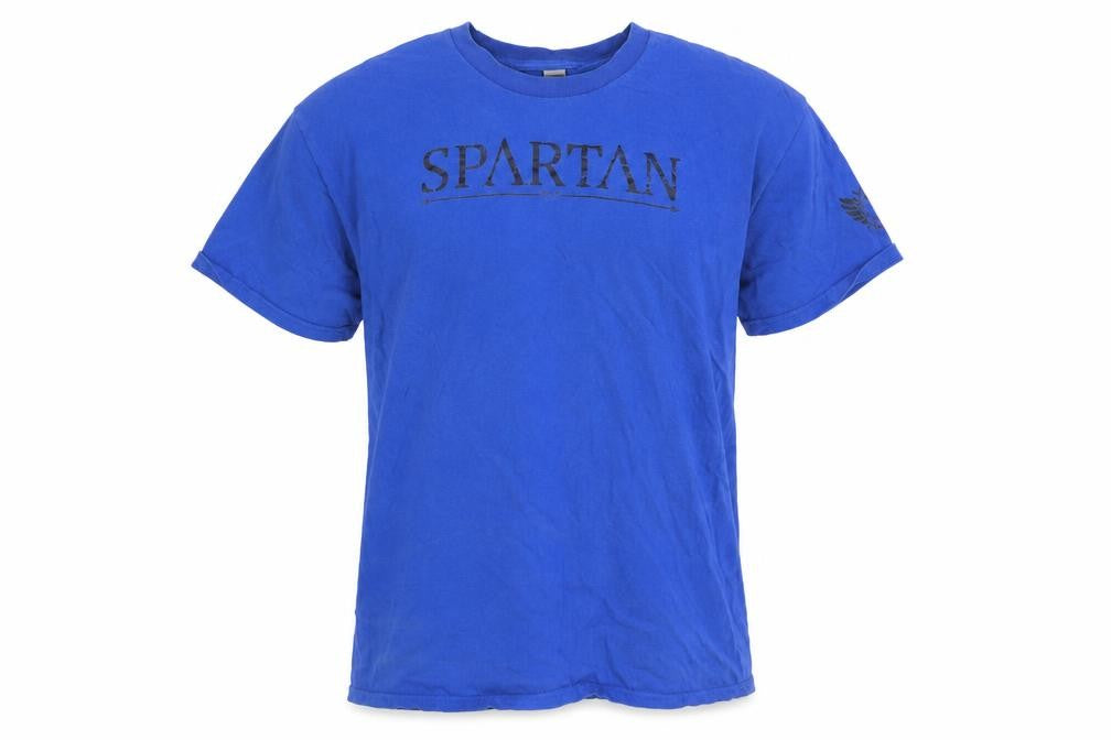 Spartan Men's Blue Crew Neck Cotton T-Shirt, Size L