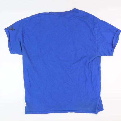 Spartan Men's Blue Crew Neck Cotton T-Shirt, Size L
