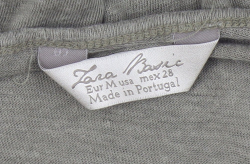 Zara Basic Green Linen V-Neck Women's T-Shirt Size 12