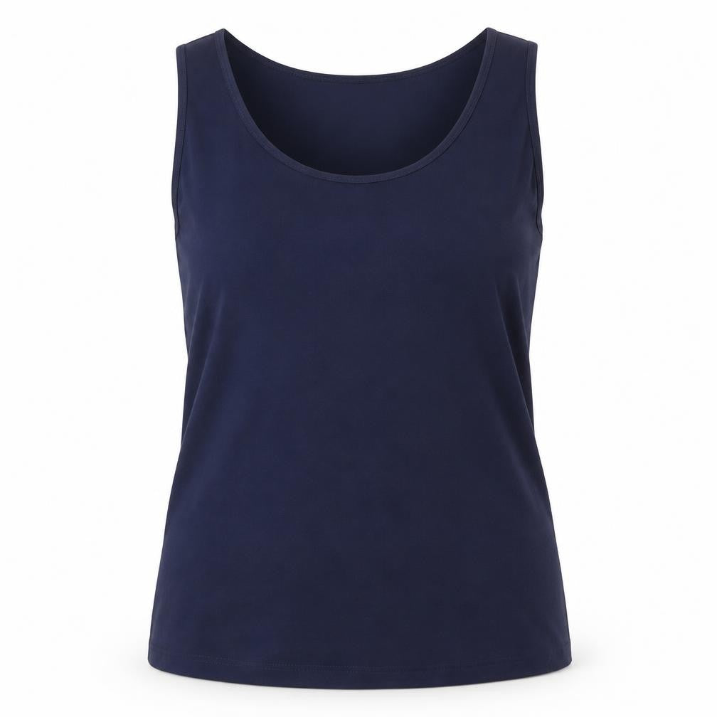 Front view of Country Casuals Women's Blue Tank Top, Medium, Viscose Elastane