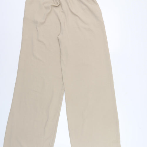 Boohoo Women's Beige Trousers, Size 12, Wide-Leg, Casual