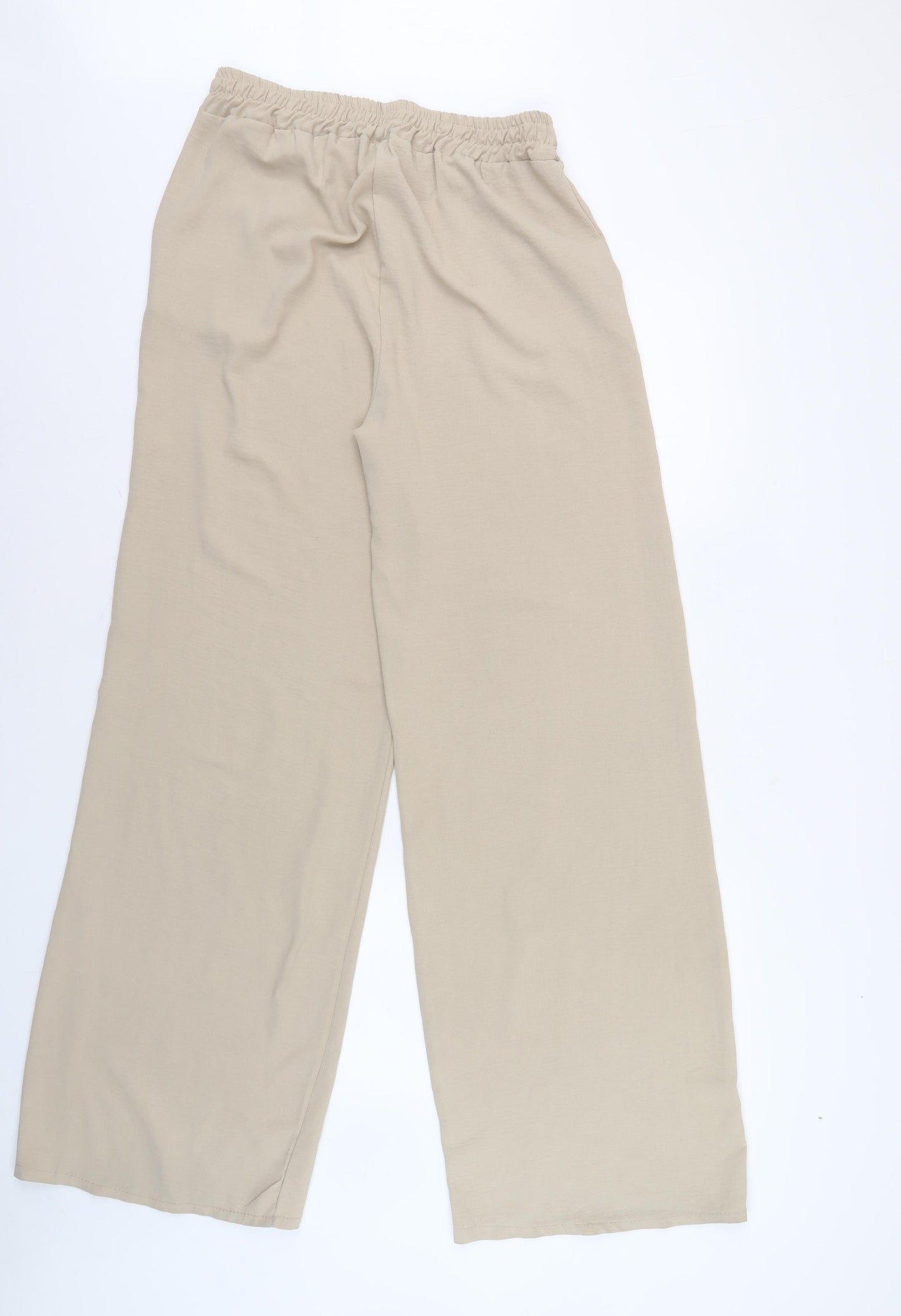 Boohoo Women's Beige Trousers, Size 12, Wide-Leg, Casual
