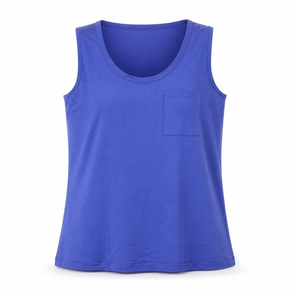 Front view of Jaeger Women’s Blue Tank Top Medium, Lyocell, Scoop Neck