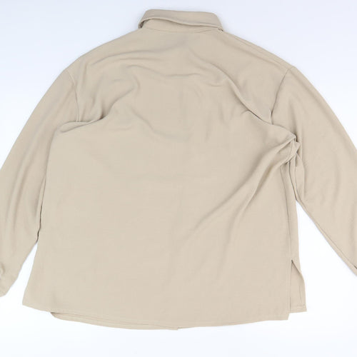 Boohoo Women's Beige Button-Up Shirt - Size 12