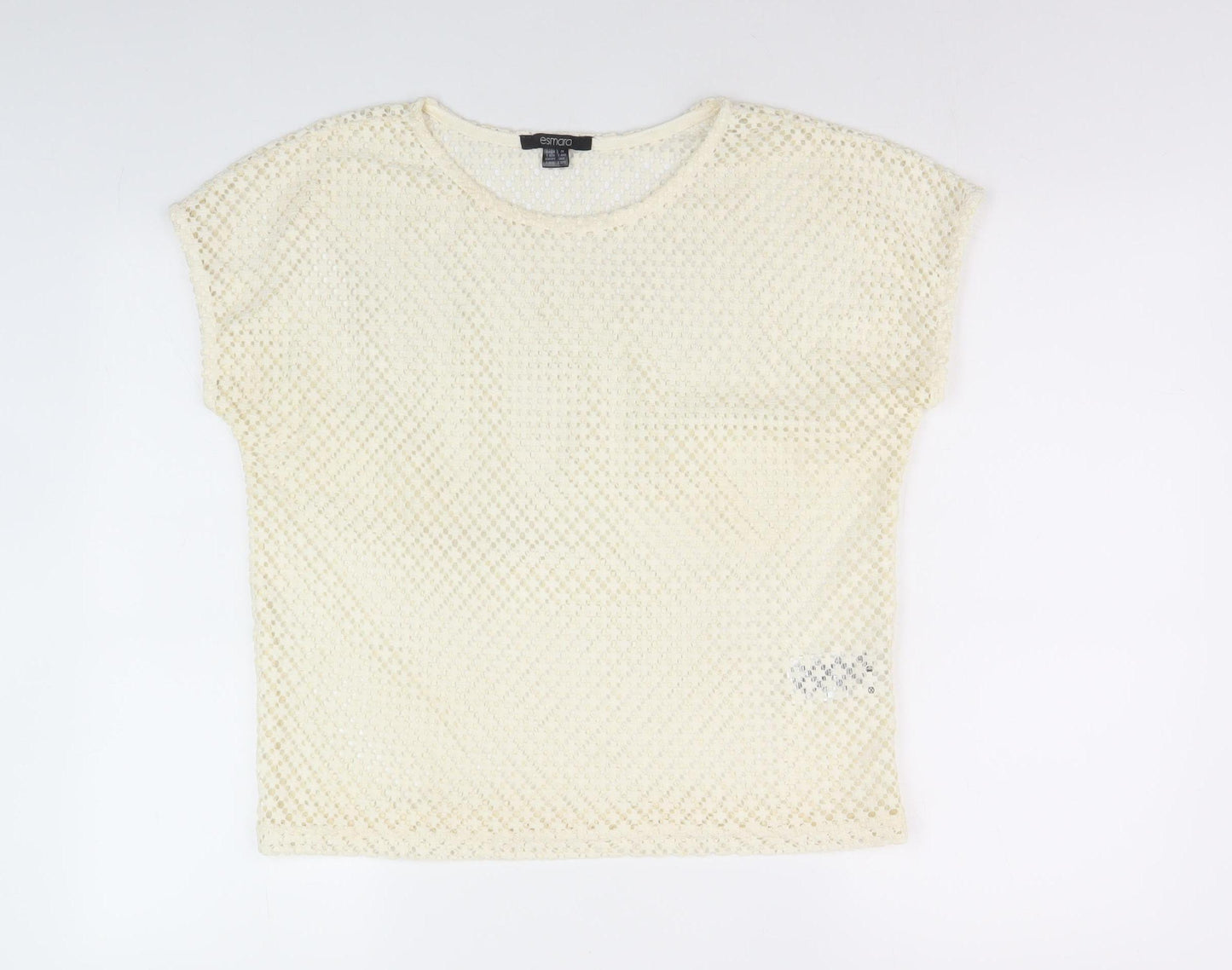 Esmara Women's Ivory Crochet T-Shirt UK 10/12
