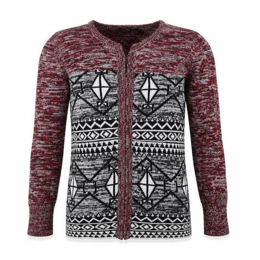 Front view of ESMARA unisex multicoloured cardigan s geometric