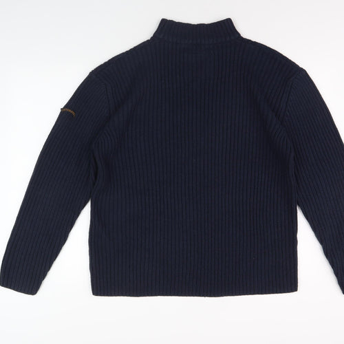 Caterpillar Men's Blue Pullover Jumper, Logo, Knit