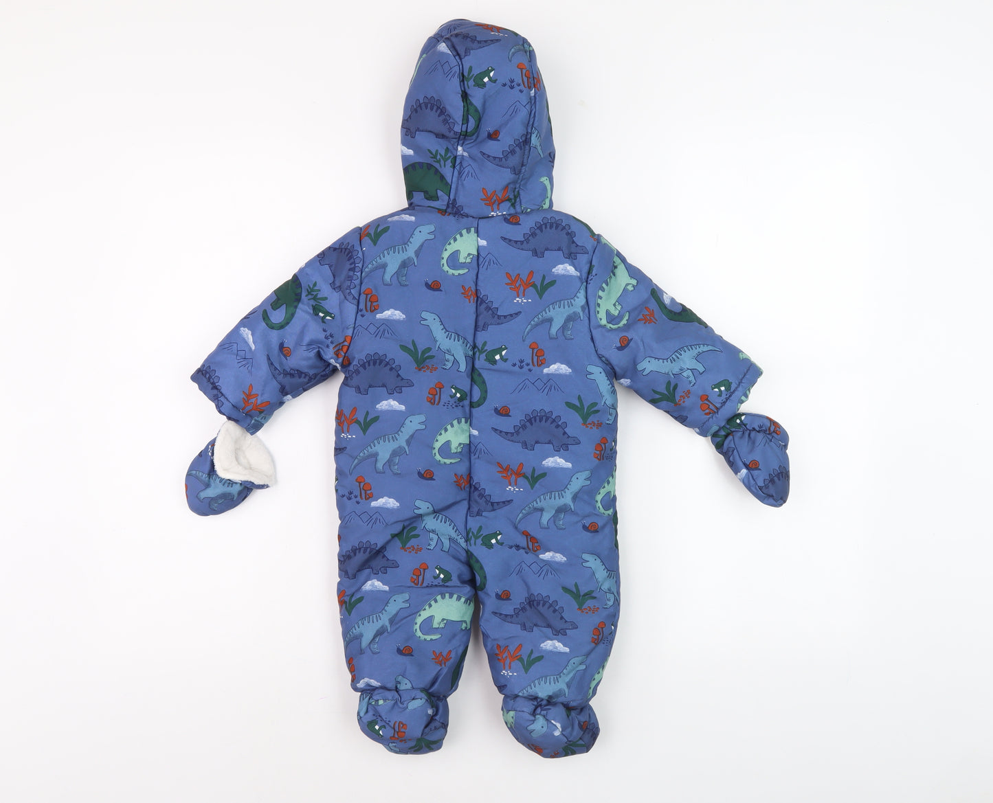 John Lewis Blue Dinosaur Snowsuit Unisex Baby 3-6 Months