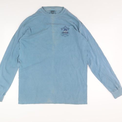 Comfort Colors Men's Blue Long Sleeve Graphic T-Shirt M