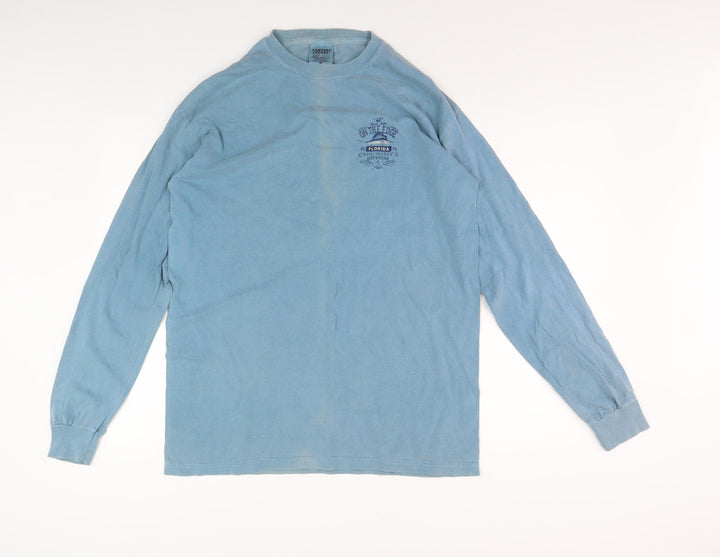 Comfort Colors Men's Blue Long Sleeve Graphic T-Shirt M