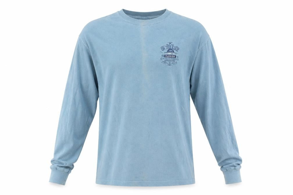 Comfort Colors Men's Blue Long Sleeve Graphic T-Shirt M