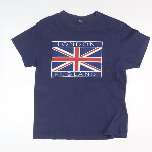 Club Men's Blue London England Graphic T-Shirt L