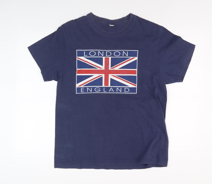 Club Men's Blue London England Graphic T-Shirt L