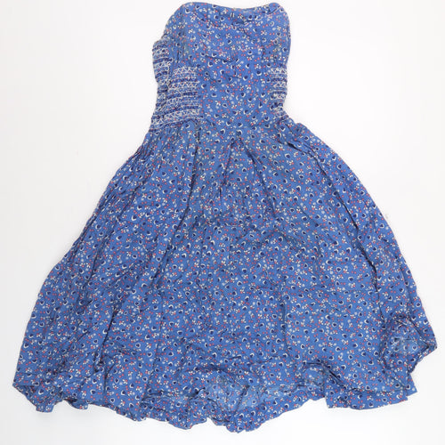River Island Women’s Blue Floral Strapless Dress 10
