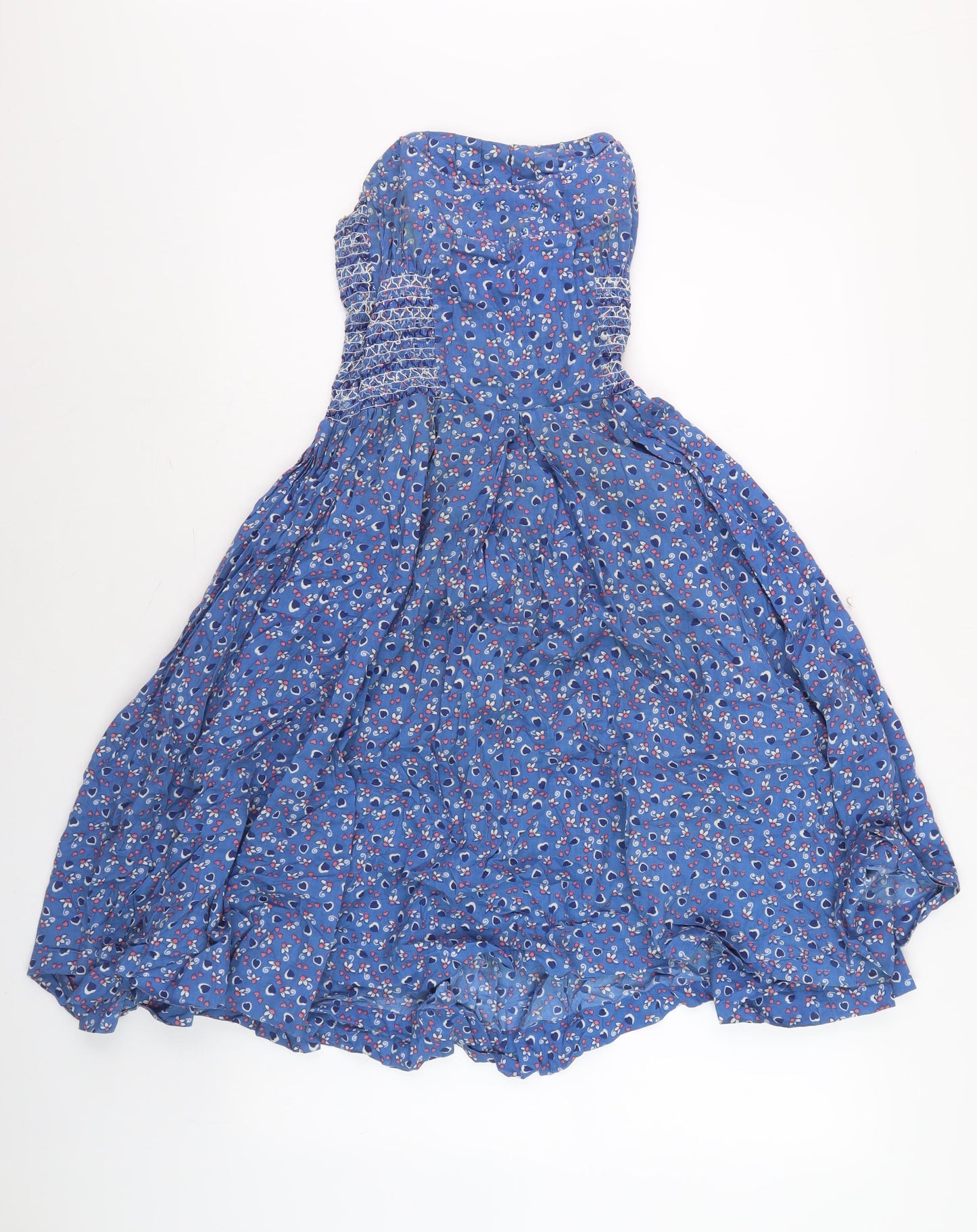 River Island Women’s Blue Floral Strapless Dress 10