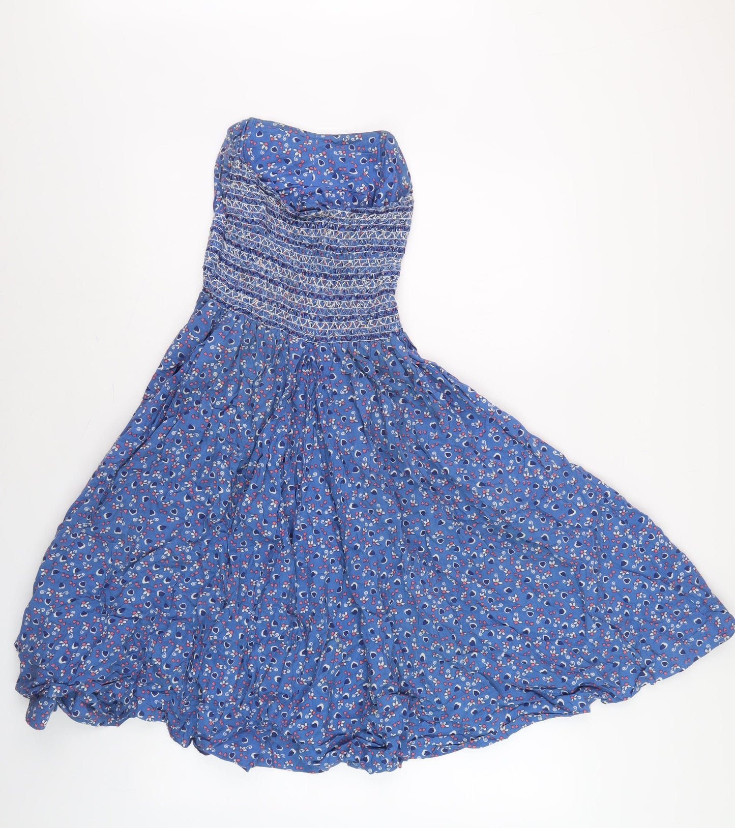 River Island Women’s Blue Floral Strapless Dress 10