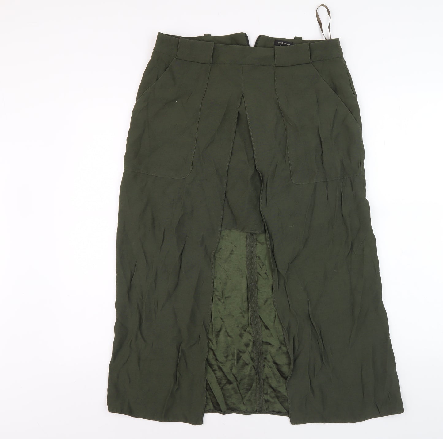 River Island Women's Green Skirt Size 12 with Pockets