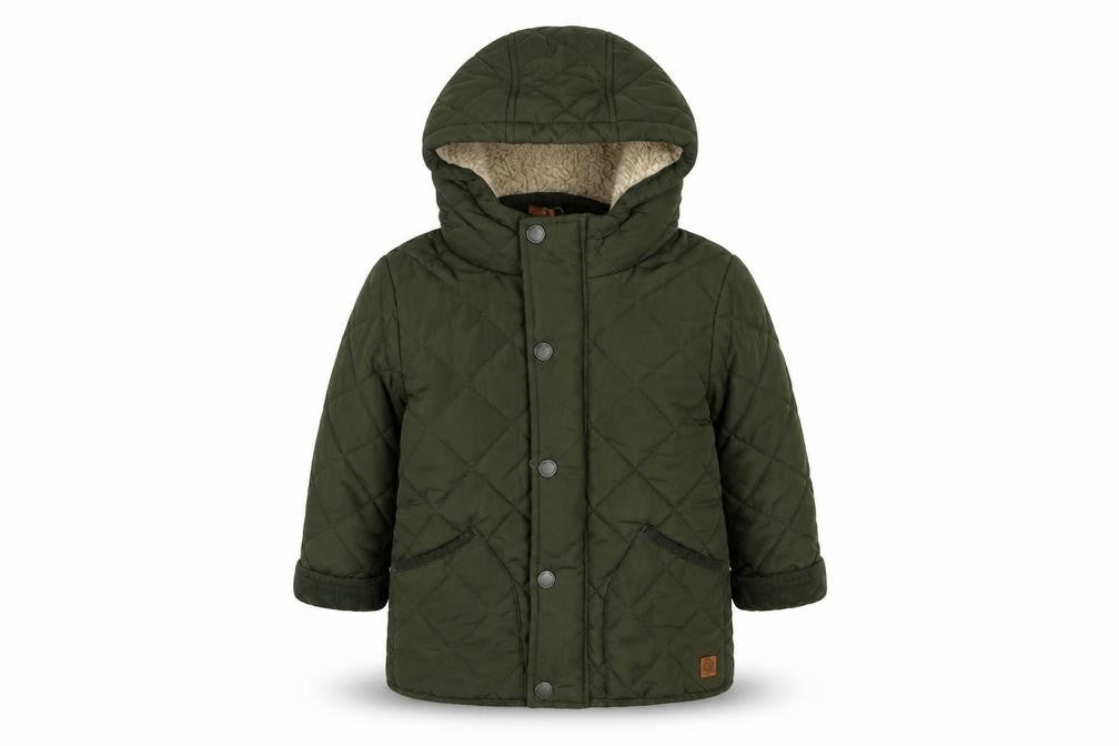 Front view of Next Green Quilted Jacket, unisex 24 months, hooded & lined
