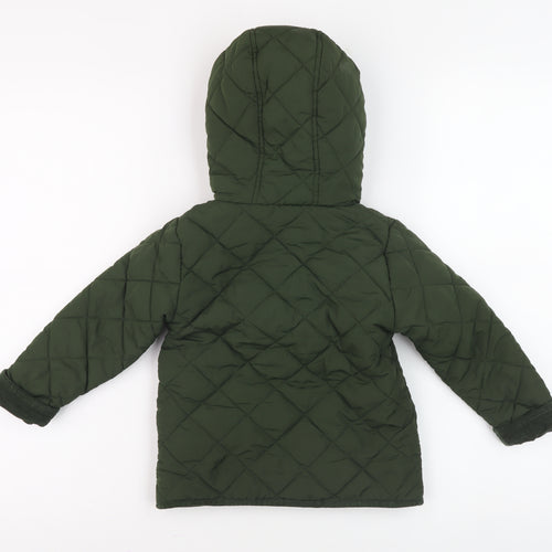 Next Green Quilted Jacket, Unisex 24 Months, Hooded & Lined