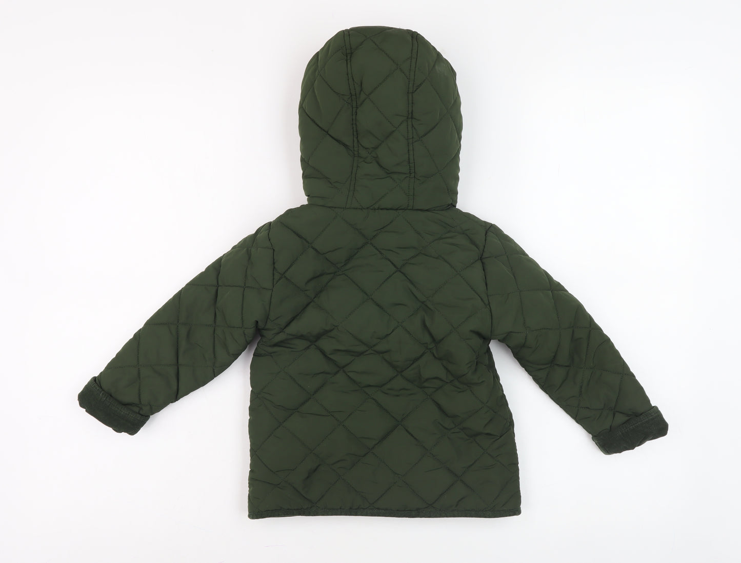 Next Green Quilted Jacket, Unisex 24 Months, Hooded & Lined