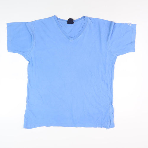 Cotton Traders Men's Blue V-Neck T-Shirt, Size S, Summer Essential