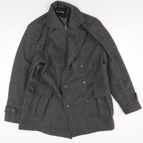 Dissident Men's Grey Wool Pea Coat M