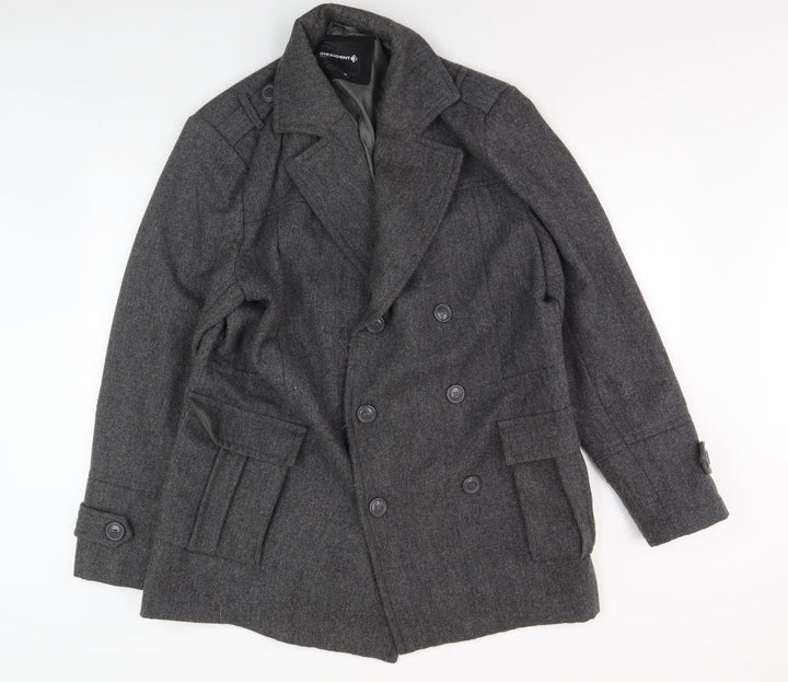 Dissident Men's Grey Wool Pea Coat M