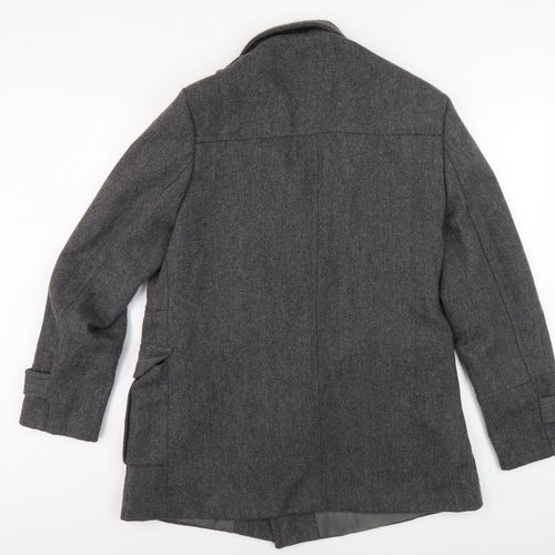 Dissident Men's Grey Wool Pea Coat M