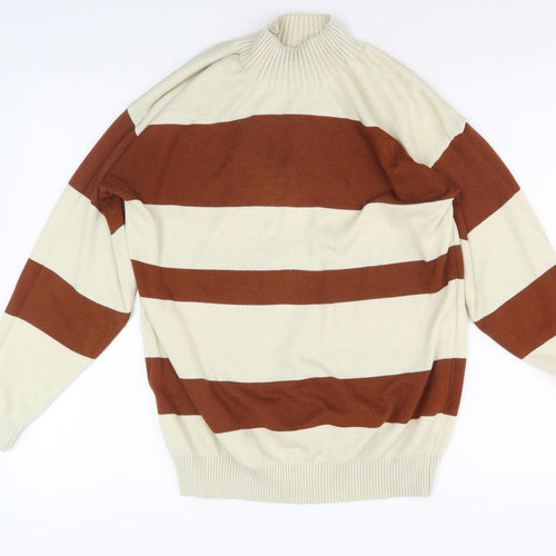 Cashel Men's Small Brown Mock Neck Pullover Jumper