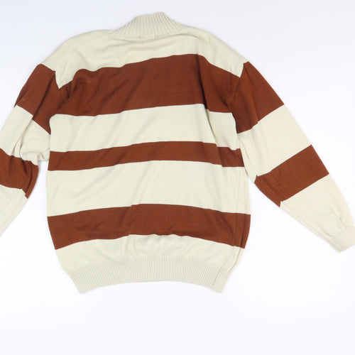 Cashel Men's Small Brown Mock Neck Pullover Jumper