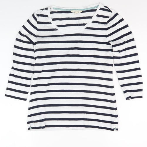 White Stuff Women’s White Striped T-Shirt, Size 8