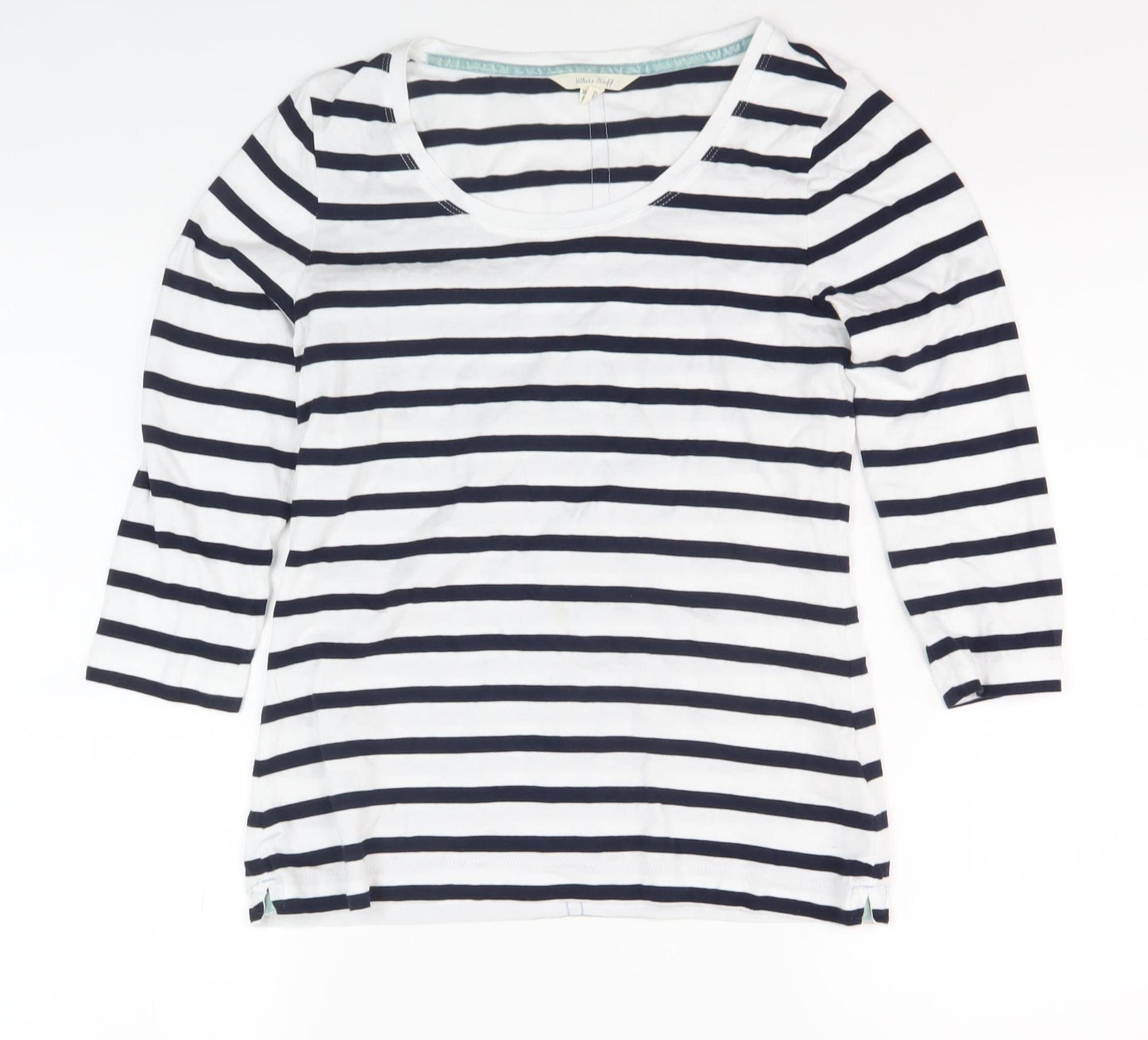 White Stuff Women’s White Striped T-Shirt, Size 8