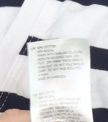 White Stuff Women’s White Striped T-Shirt, Size 8