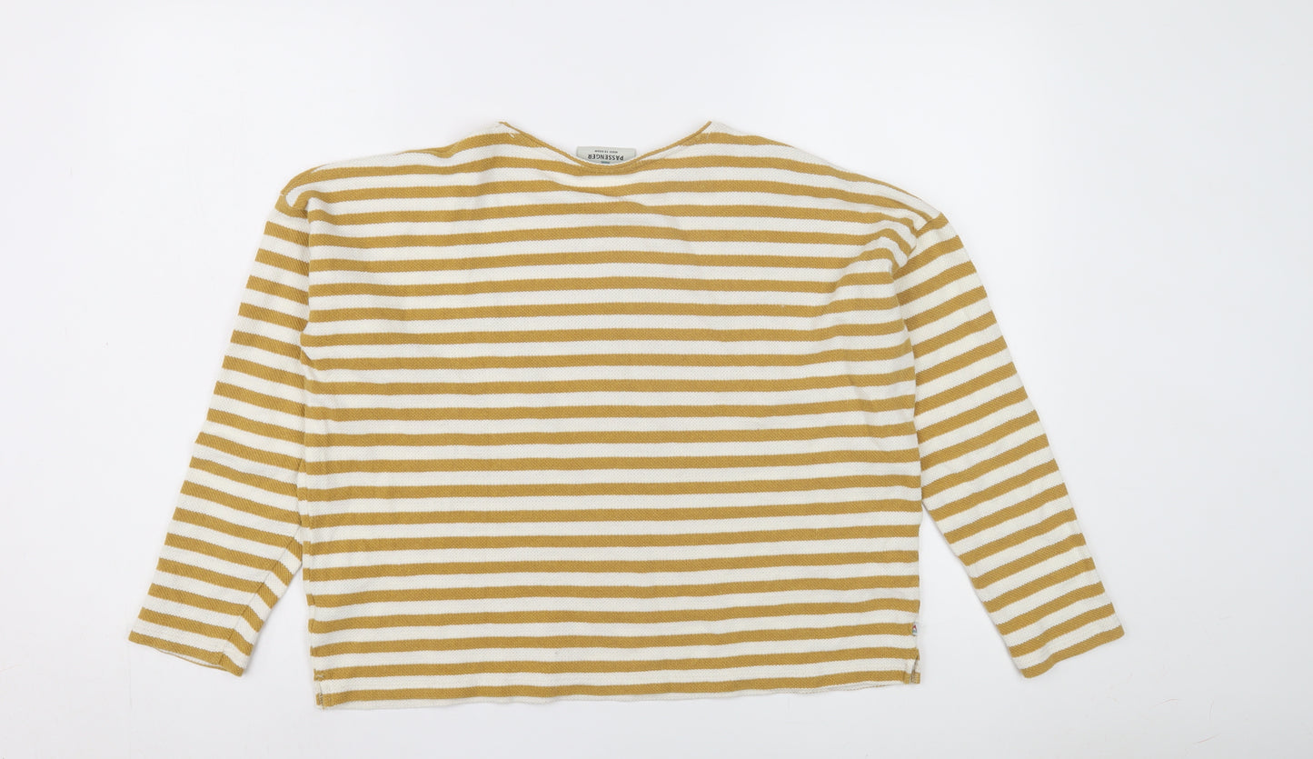 Passenger Women's Yellow Striped Long Sleeve Top, S, Relaxed Fit
