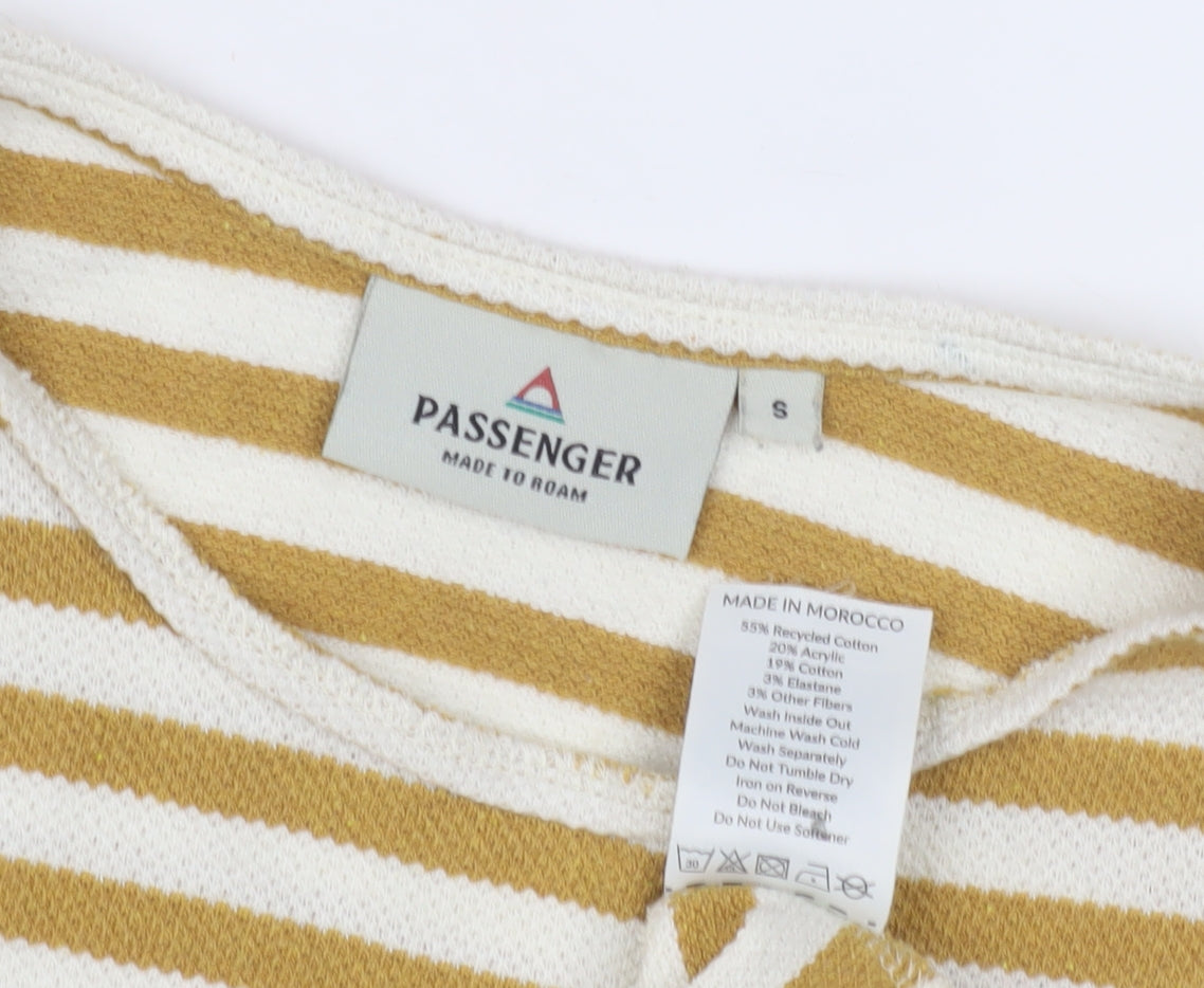 Passenger Women's Yellow Striped Long Sleeve Top, S, Relaxed Fit