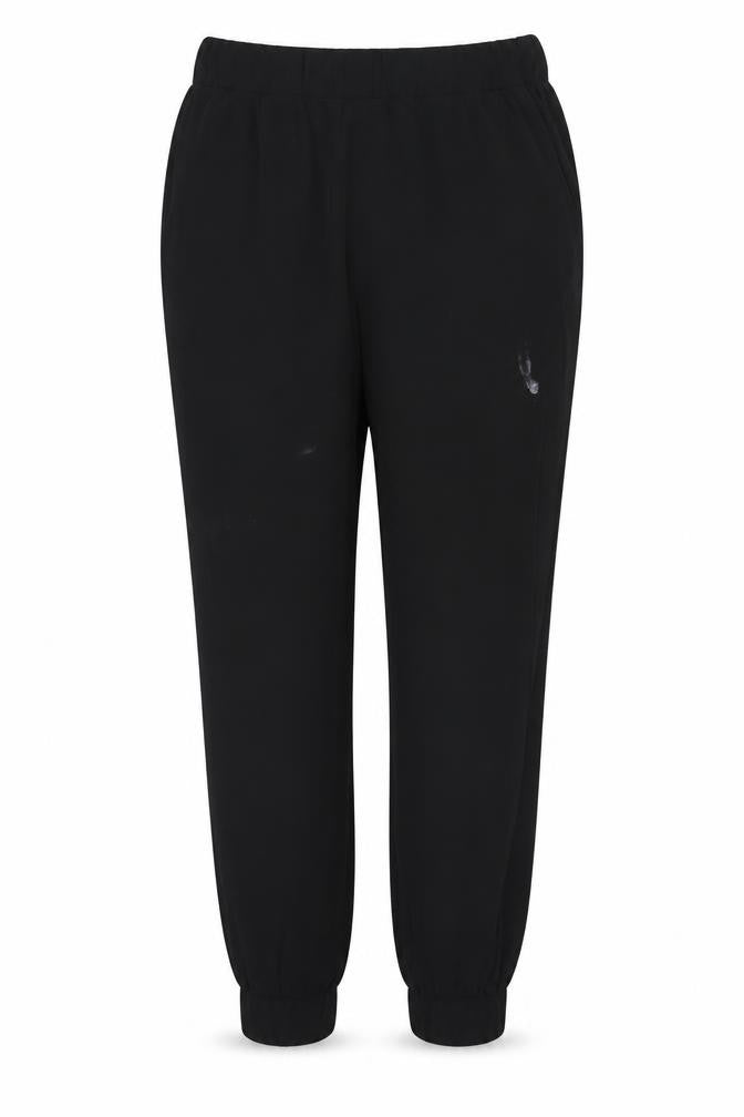 Front view of Zara Women's Black Elastic Waist Trousers -, size M
