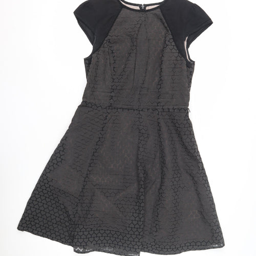 Oasis Women's Black A-Line Dress, Size 10, Short Sleeve