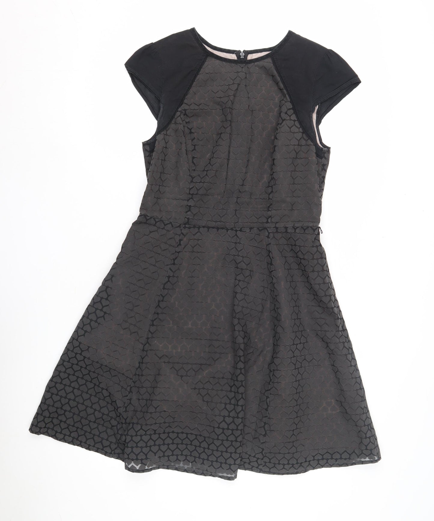 Oasis Women's Black A-Line Dress, Size 10, Short Sleeve