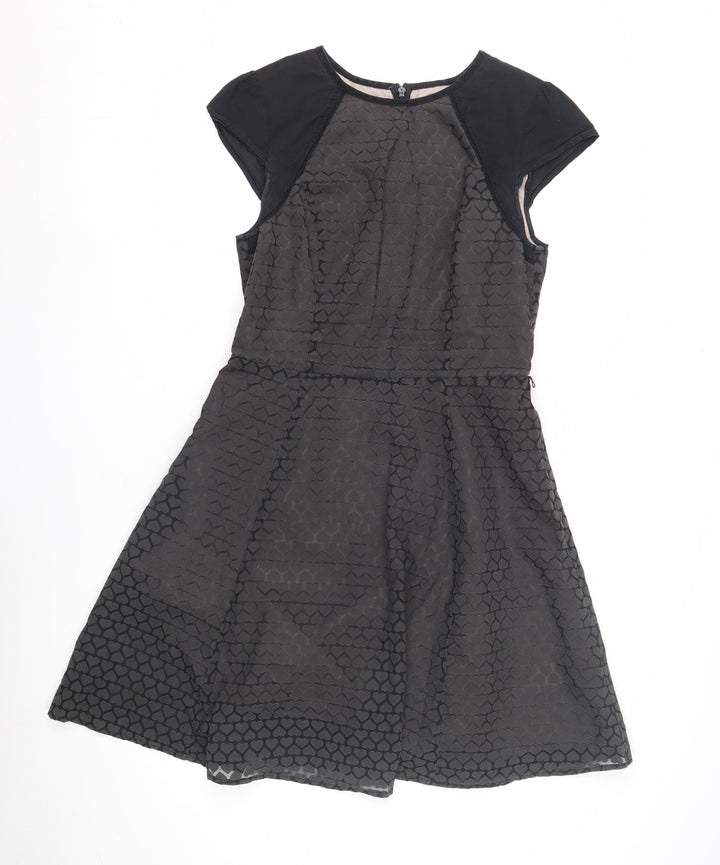 Oasis Women's Black A-Line Dress, Size 10, Short Sleeve