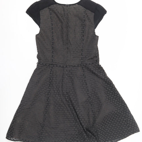 Oasis Women's Black A-Line Dress, Size 10, Short Sleeve