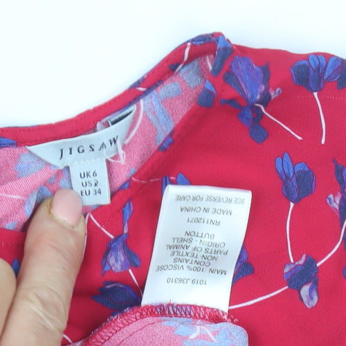 Jigsaw Women's Red Floral Dress Size 6 Sleeveless