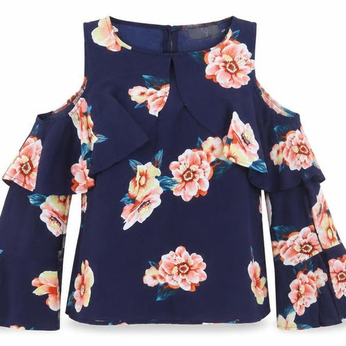 AX Paris Women’s Blue Floral Wrap Blouse Size 12